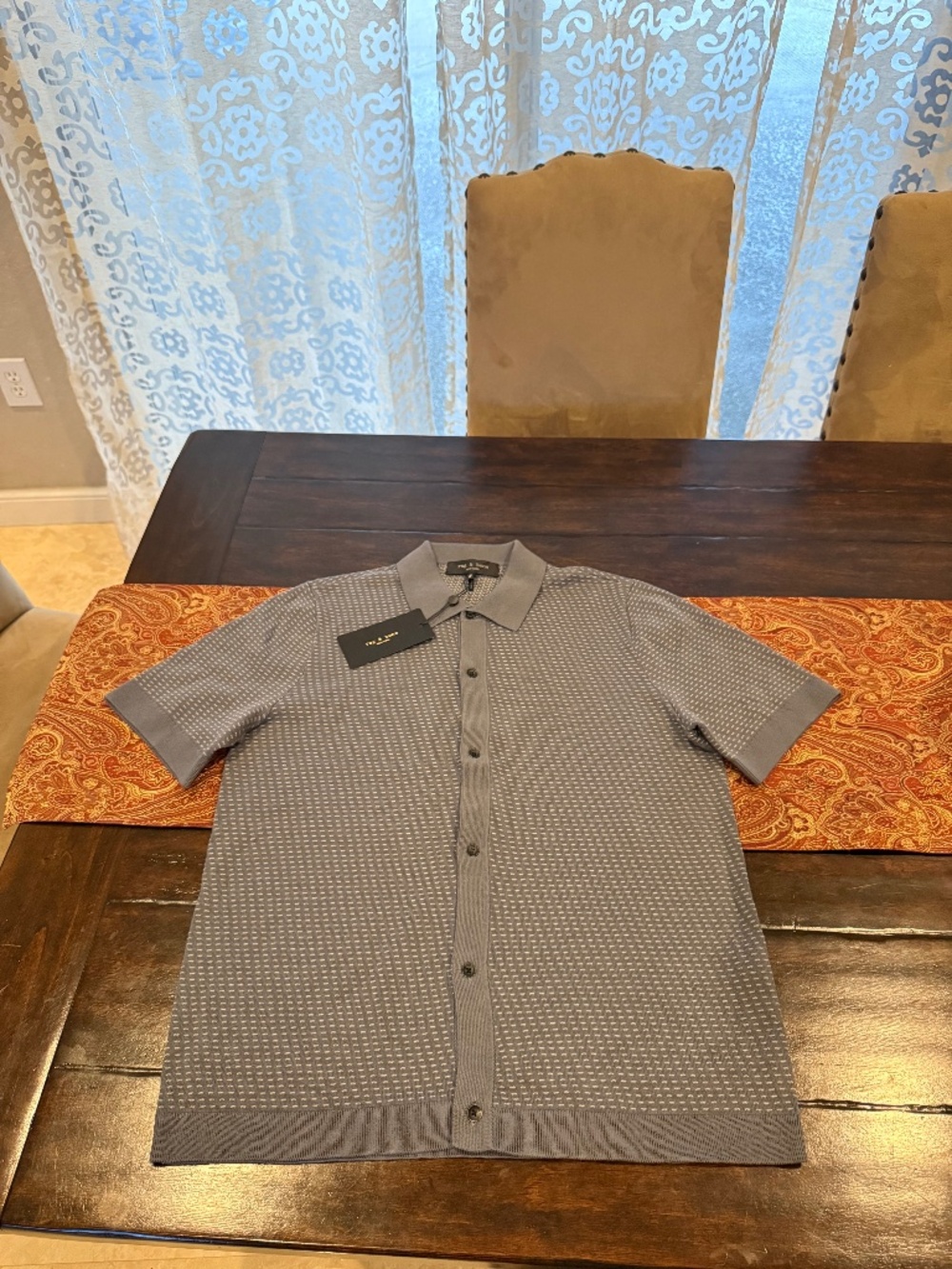 Rag & Bone Men’s Medium Future Grey Lewis Jacquard Shirt $268